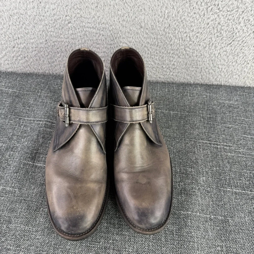 Magnanni Moro Chukka Boots Mens 8 Gray Monk Starp Burnished Lug Sole Portugal